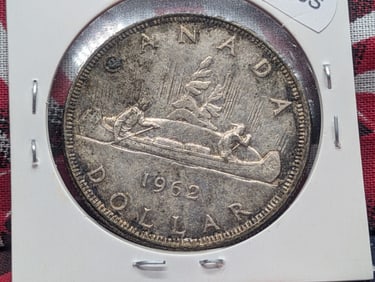1962 Canada One Dollar, 80% Silver, 23.33 Grams.