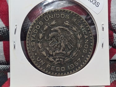 1957 Mexico One Peso, 10% Silver, 16 Grams.