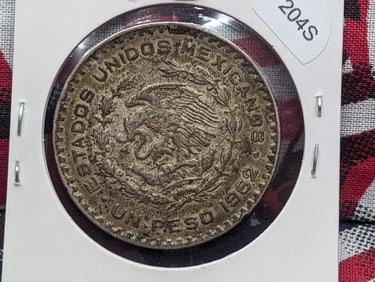 1962 Mexico One Peso, 10% Silver, 16 Grams.