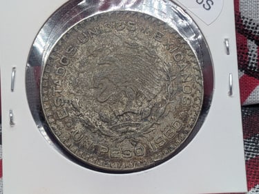 1960 Mexico One Peso, 10% Silver, 16 Grams.