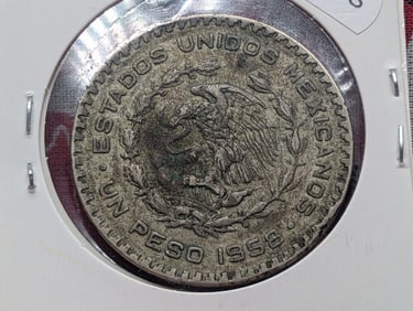 1958 Mexico One Peso, 10% Silver, 16 Grams.
