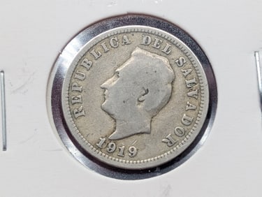 1919 El Salvador Five Centavos.
