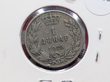 1925 Yugoslavia One Dinar.