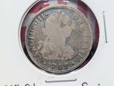 1782 Spain One Real, 83.3% Silver, 3.38 Grams.