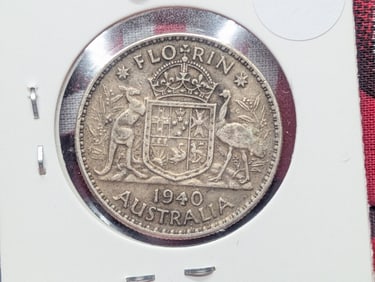 1940 Australia One Florin, 92.5% Silver,11.31 Grams.