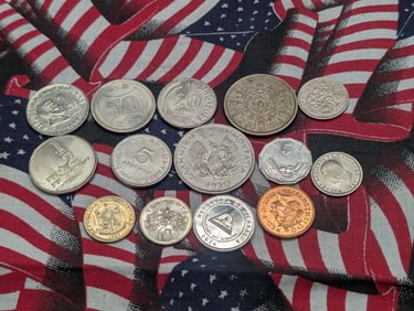 (14) Assorted Mixed Foreign Coins.