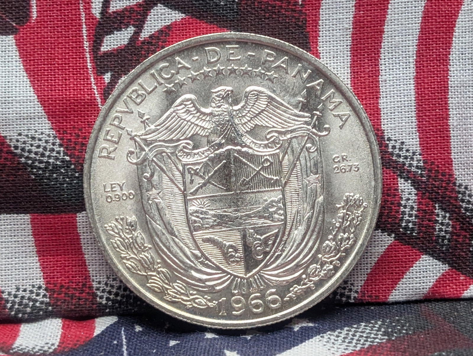 1966 Panama Balboa, 90% Silver, 26.73 Grams.: 1966 Panama Balboa, 90% Silver, 26.73 Grams.