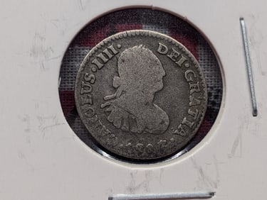 1807 Spanish Colonial Silver One Real, 89.6 Silver. 3.38 Grams.