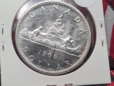 1966 Canada One Dollar, Proof, 80% Silver, 23.33 Grams.