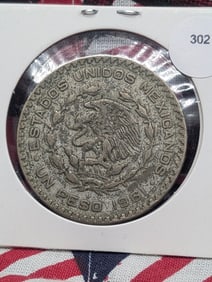 1961 Mexico One Peso, 10% Silver, 16 Grams.