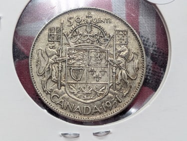 1951 Canada Fifty Cent, Silver Fineness: 0.8000, Weight: 11.6638g,.