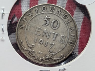 1917 Newfoundland Fifty Cent, Silver Fineness: 0.9250, Weight: 11.7800g.