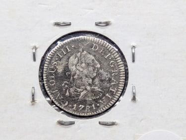 1781 Mexico SPANISH COLONY Real Silver Fineness: 0.9030, Weight: 3.3800g.