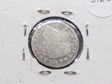 1783 Mexico SPANISH COLONY Real Silver Fineness: 0.9030, Weight: 3.3800g.