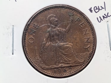 1967 Great Britain One Penny, BU/Uncirculated.