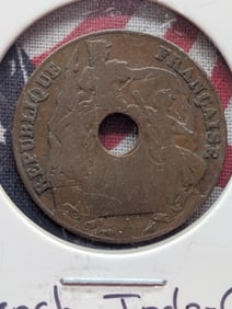 1926 French Indochina 10 Centimes, early 1900s, French Republic design.