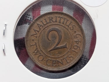 1945 Mauritius Two Cents.