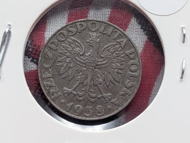 1938 German-Occupied Poland Fifty Groszy, BU/Uncirculated.