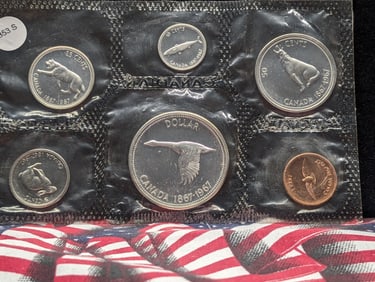1967 Canadian Silver Proof Set, Contains (3) 80% Silver coins - Dollar 23.32 Gr., Half Dollar 2.332