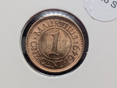 1949 Mauritius One Cent, Proof.