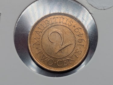 1949 Mauritius Two Cent, Proof.
