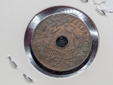 1938 Spain Twenty Five Centimos.