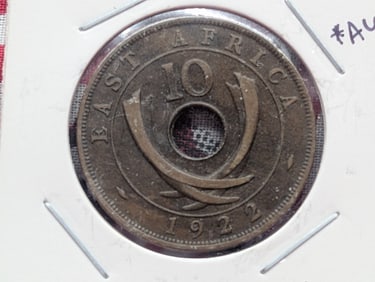 1922 British East Africa Ten Cent, AU.