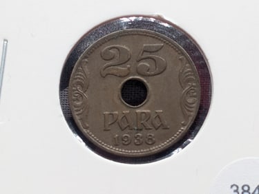 1938 Yugoslavia Twenty Five Para, BU.