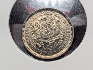 1863-1963 Dominican Republic Five Centavos, BU/Uncirculated.