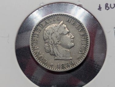 1884-B Switzerland Twenty Rappen, BU.