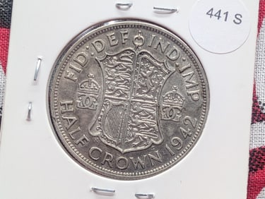 1942 Great Britain Half Crown, 50% Silver, 14.1380 Grams,.