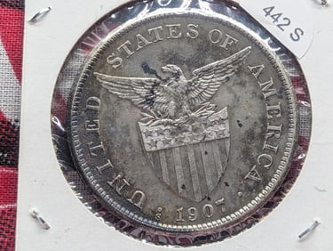 1907-S Philippines One Peso, U.S. Administration, Silver Fineness: .900, Weight: 26.95g, San