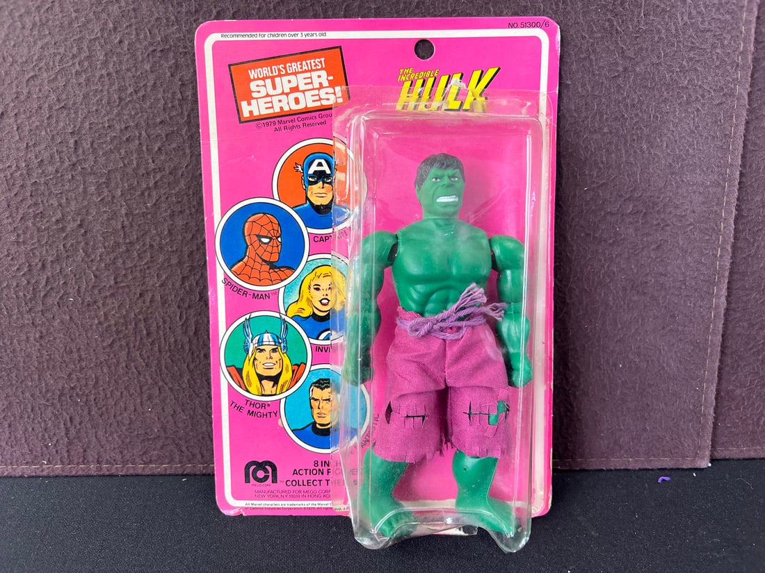 1979 Mego Incredible Hulk with original card - Bubble separated from card: 1979 Mego Incredible Hulk with original card - Bubble separated from card