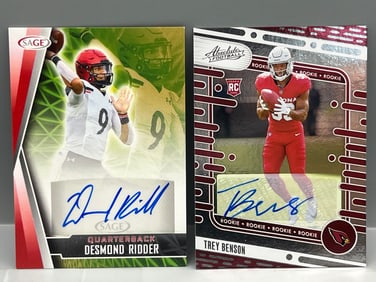 2022 Sage Desmond Ridder RC Auto #A-DR & 2024 Panini Absolute Trey Benson RC Auto #161