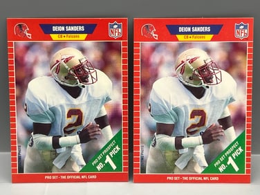 Lot of (2) 1989 Pro Set Deion Sanders RCs #486