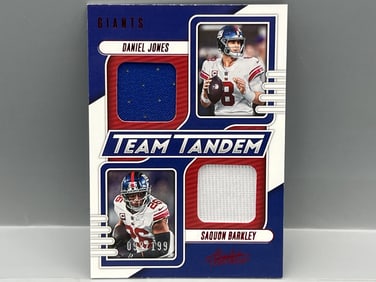 2023 Panini Absolute Daniel Jones & Saquon Barkley Team Tandem Dual Relic #/199