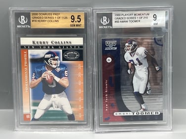 2000 Donruss Preferred Graded Series Kerry Collins #16 BGS Gem Mint 9.5 & 2000 Playoff Momentum