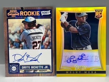 2011 Playoff Contenders Dante Bichette Jr. RC Auto & 2013 Panini Select Melky Mesa Gold Prizm