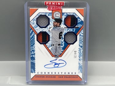 2019 Panini Cornerstones Steven Duggar On Card Rookie Patch Auto #/25 - Sealed From Panini