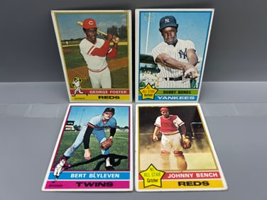 Lot of (4) 1976 Topps Baseball Star Player Cards - Varying Conditions - George Foster, Bobby Bonds,