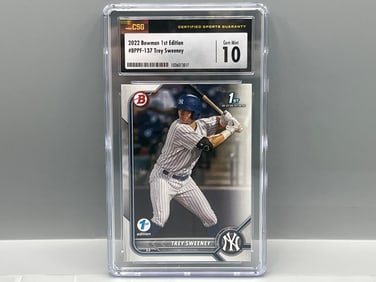 2022 Bowman 1st Edition Trey Sweeney 1st Bowman RC #BPPF-137 CSG Gem Mint 10