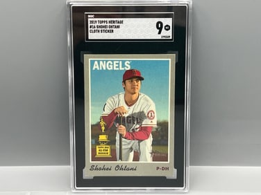 2019 Topps Heritage Shohei Ohtani 2nd Year Cloth Sticker #16 SGC Mint 9