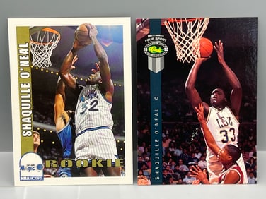 1992 Classic Four Sport #1 & Hoops #442 Shaquille O'Neal Rookie Cards