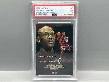 1998 Hoops Michael Jordan Pump Up The Jam #5 PSA NM 7