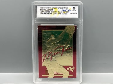 1997 23kt Gold Foil Embossed Michael Jordan Metallic Red - Slabbed By WCG Grading - 96-97 Skybox