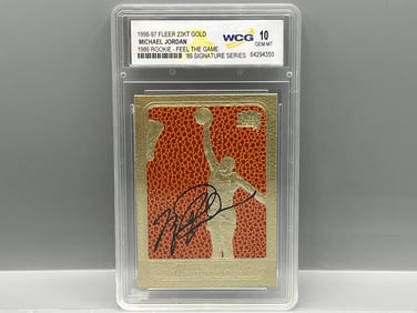 1997 23kt Gold Foil Embossed Michael Jordan 86 Rookie Feel The Game - Slabbed By WCG Grading