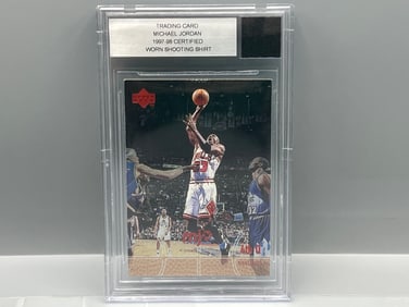 1997-98 Upper Deck MJX Michael Jordan #128 W/ Authentic Worn Shooting Shirt Relic In Slab -