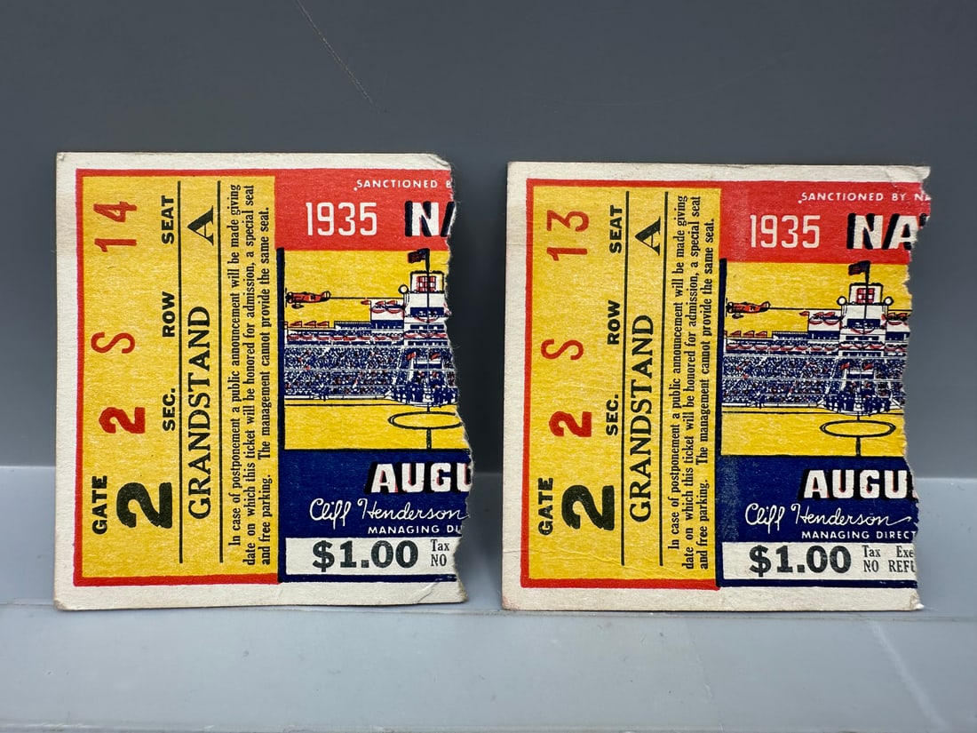 1935 US National Air Races Cleveland Ticket Stubs Lot of 2 (1 of 2)