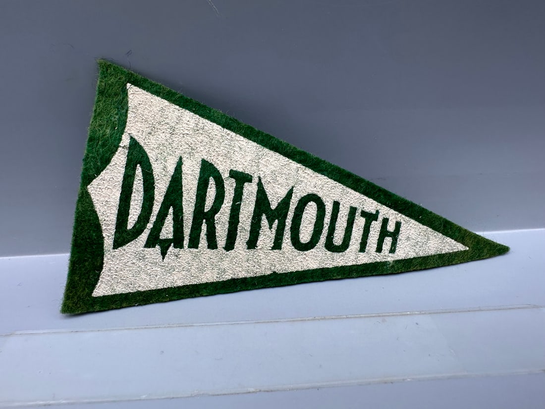 1930s Dartmouth College Mini Pennant - approx 6" long: 1930s Dartmouth College Mini Pennant - approx 6" long