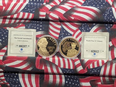 24K Gold Plated Dwight Eisenhower and Thomas Jefferson Commemoratives